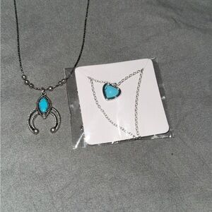2pc Turquoise and Silver Necklace